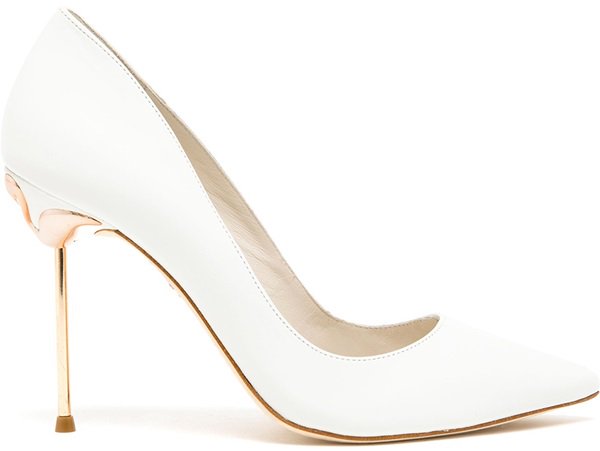 Sophia Webster White Coco Pointed Leather Pumps