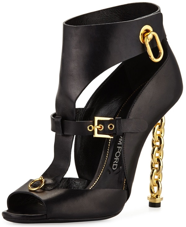 Tom Ford Buckled Chain Heel Cutout Bootie