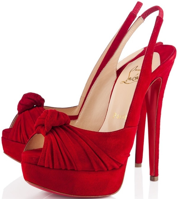 Christian Louboutin "Jenny Sling" Pumps in Red Suede