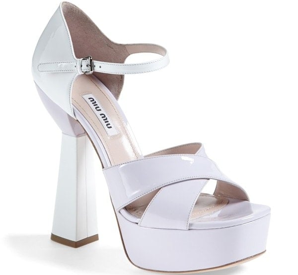 Miu Miu Mary Jane Platform Sandals in Lilac and White