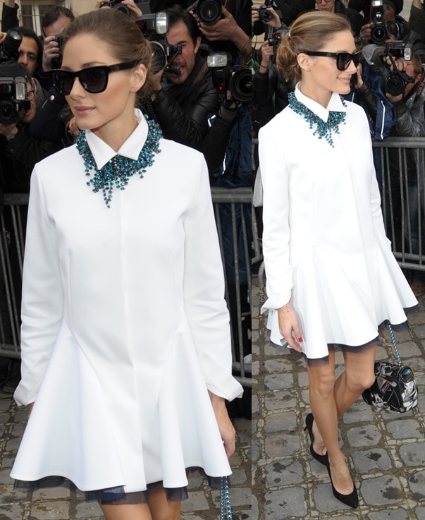 Olivia Palermo arriving at Christian Dior