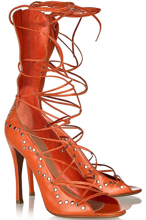 Alaia studded lace-up sandals