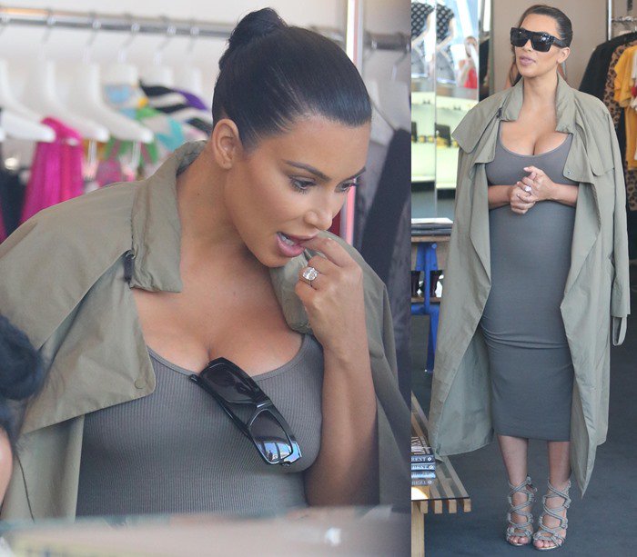 Kim Kardashian shopping at Fred Segal and Resurrection boutiques in Los Angeles on July 16, 2015