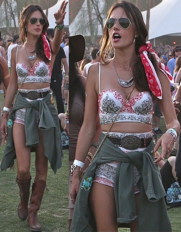Alessandra Ambrosio showed off her enviable figure and impressive festival style at Coachella