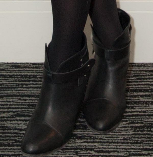 Dianna Agron wearing black ankle booties from Rag & Bone