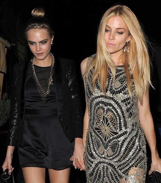 Cara Delevingne and Sienna Miller at Loulou's club in Mayfair