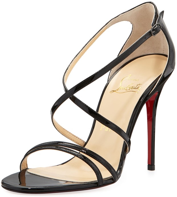 Christian Louboutin Gwynitta Patent Crisscross Red-Sole Sandal