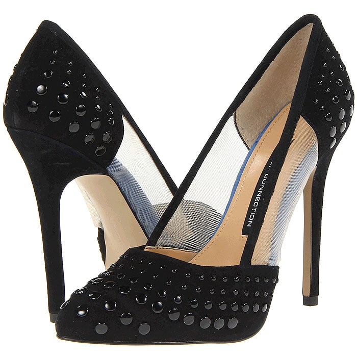 French Connection Calista Studded Mesh-and-Suede Pumps