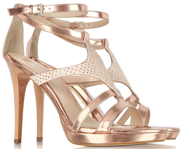 Versace Jeans Patent Leather and Crystal-Satin Sandals