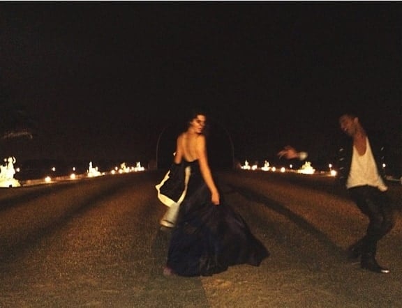 Kendall kept her look just as understated in a navy blue silk gown from Australian designer Johanna Johnson