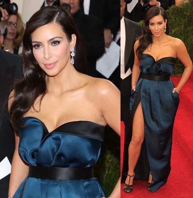 Kim Kardashian wearing Lanvin with her t-strap heels at the 2014 Met Gala held at the Metropolitan Museum of Art in New York City on May 5, 2014