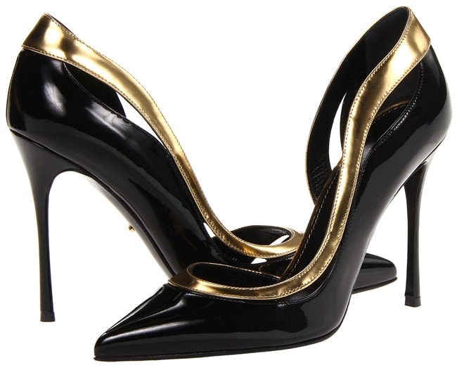Sergio Rossi "Yin & Yang" D'Orsay Pumps in Black/Gold