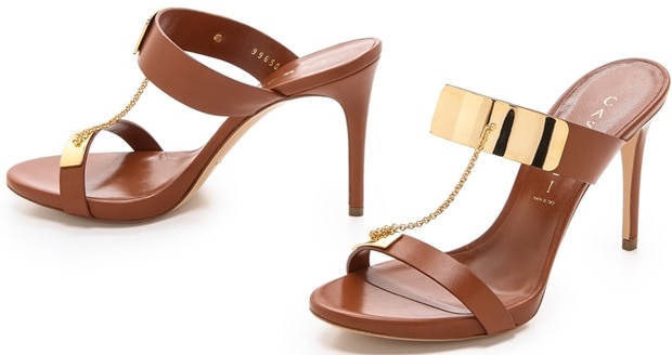 Casadei Metal Plate Strappy Sandals