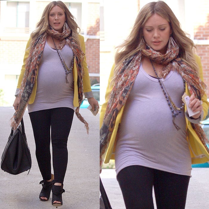 Hilary Duff marched straight to her ob-gyn's office in Maison Martin Margiela open-toe booties