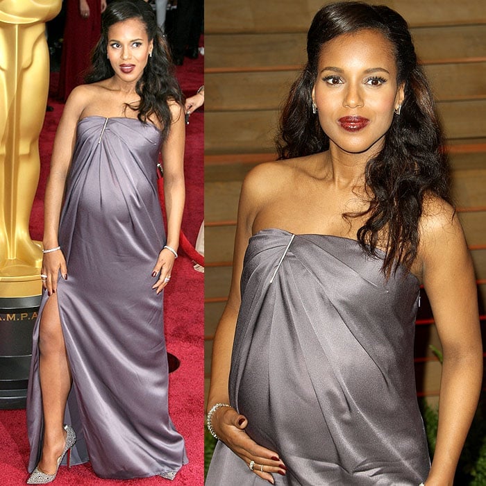 Pregnant Kerry Washington pregnant heels at the 2014 Oscars in Los Angeles, California, on March 2, 2014