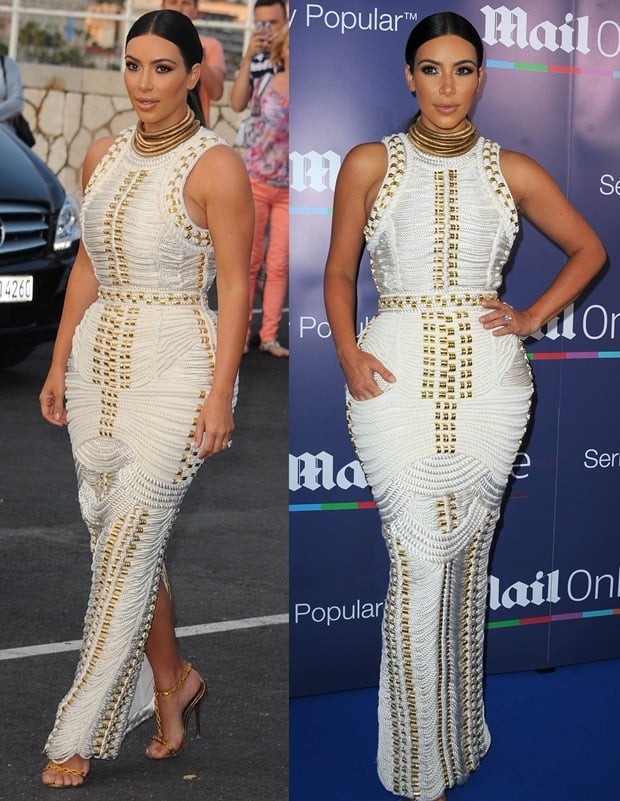 Kim Kardashian paired her Tom Ford sandals with a custom Balmain rope dress