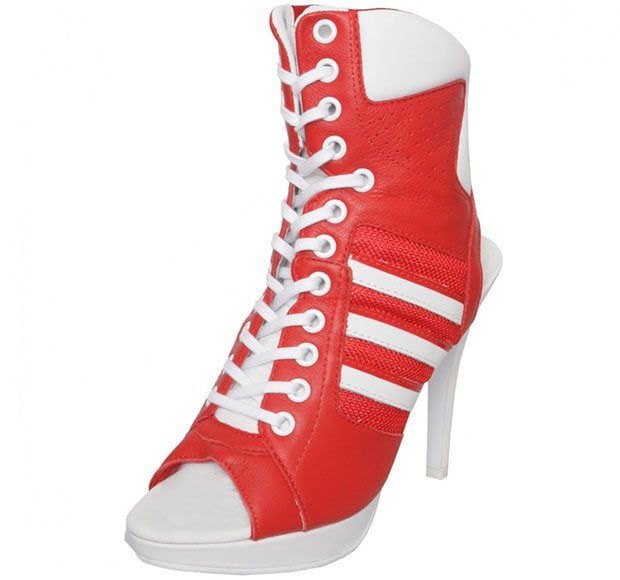 Industrial Opposite Make it heavy Gwen Stefani's Red & White Jeremy Scott for adidas High-Heel Sneakers