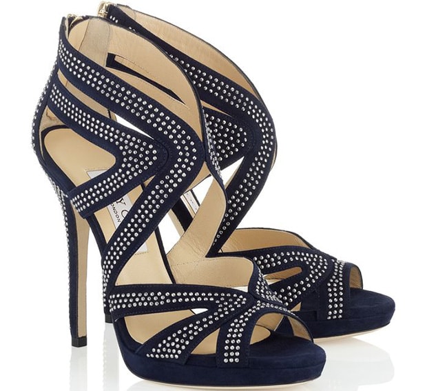 Jimmy Choo "Collar" Sandals in Navy/Silver