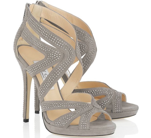 Jimmy Choo "Collar" Sandals in Pebble/Silver