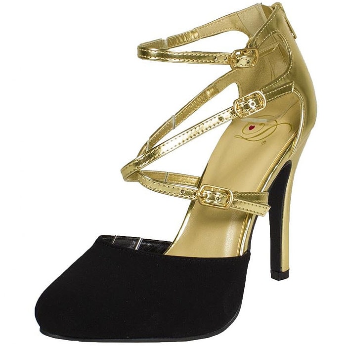 Pandi by Delicious gold and black pumps