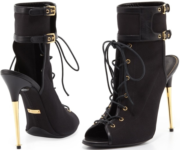 Tom Ford Stretch Canvas Lace-Up Bootie