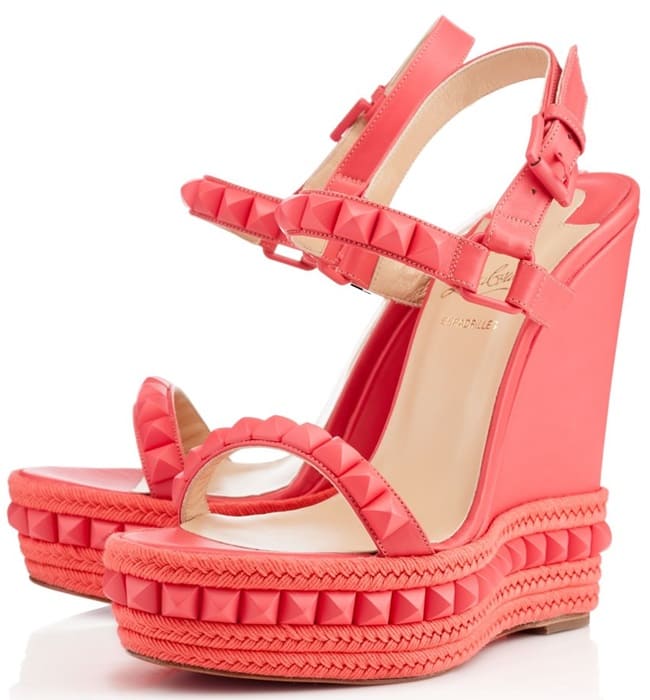 christian louboutin cataclou wedge sandals pink