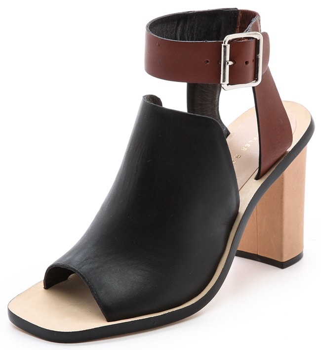 Loeffler Randall Maisy Ankle-Wrap Sandals in Black/Saddle