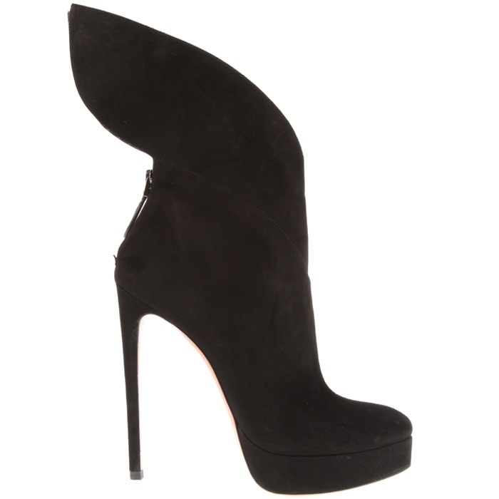 Alaïa Black Blow Boots in Soft Suede with Graphic Ankle Panels