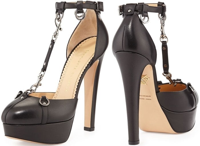 Charlotte Olympia "Lady Danger" T-Strap Chain Pumps