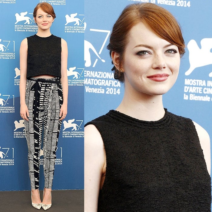 Emma Stone at the photo call for her new movie, 'Birdman', held during the 2014 Venice Film Festival in Venice, Italy, on August 27, 2014