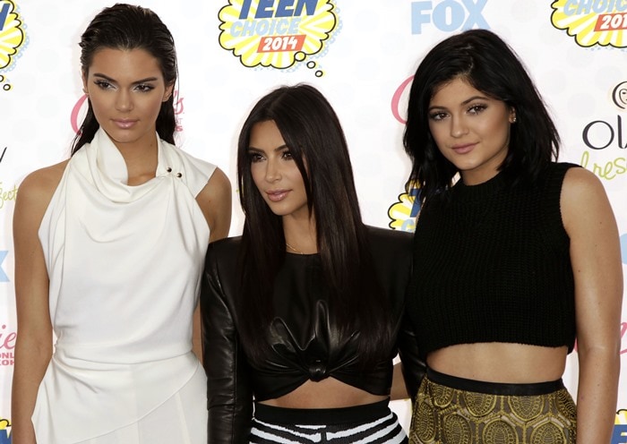 Kendall Jenner, Kim Kardashian, and Kylie Jenner at Fox’s 2014 Teen Choice Awards held at the Shrine Auditorium in Los Angeles on August 10, 2014