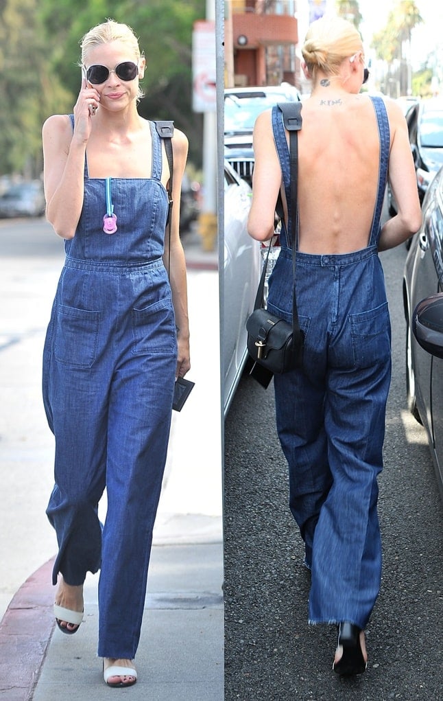 Jaime King wore nothing underneath her overalls