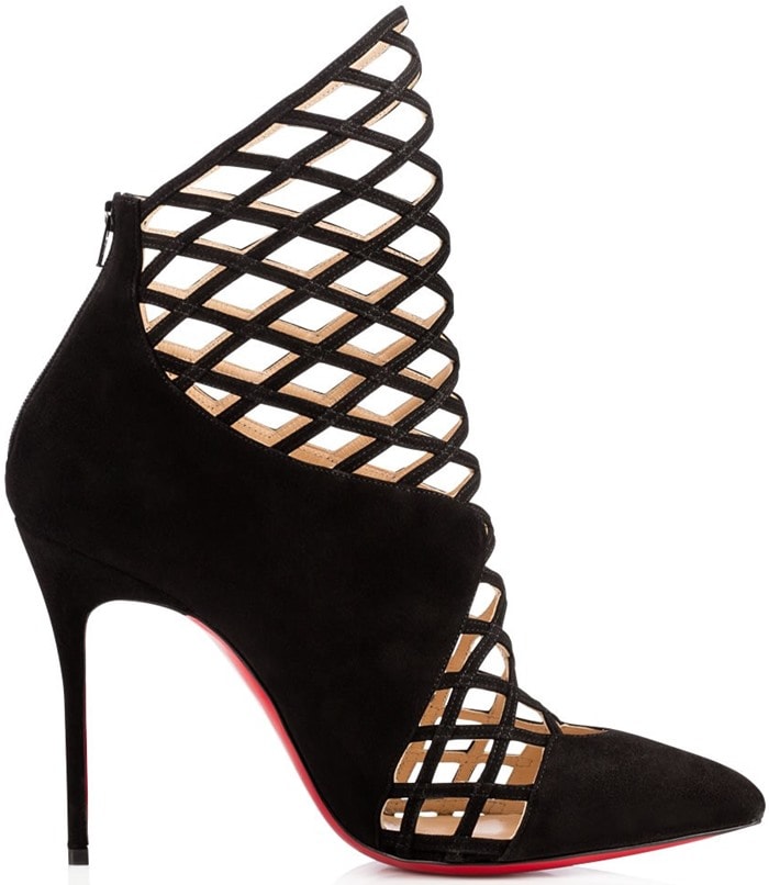 Christian Louboutin Mrs Bouglione Suede Cage Ankle Boots
