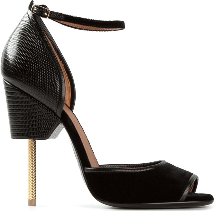 Black Textured Leather Givenchy "Matilda" Sandals