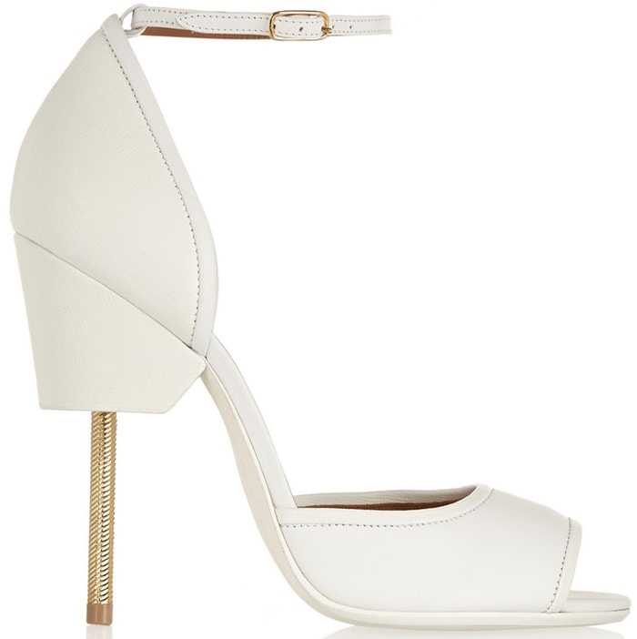 White Textured Leather Givenchy Matilda Sandals