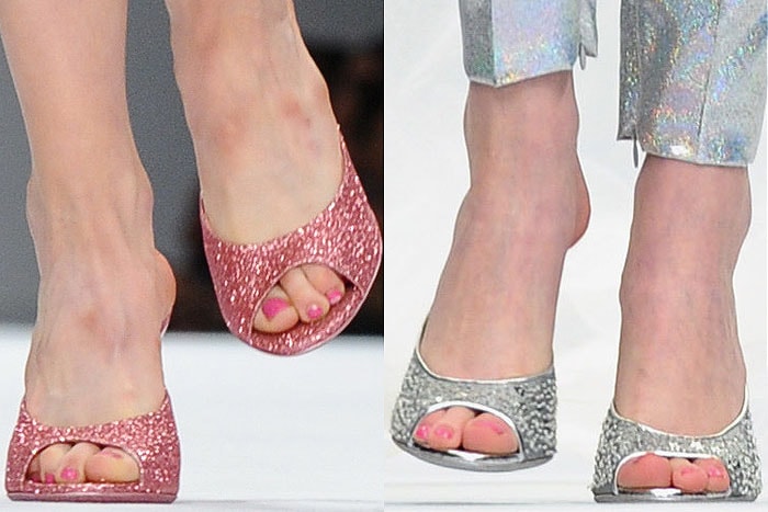 Shoes on the Moschino Spring 2015 runway show