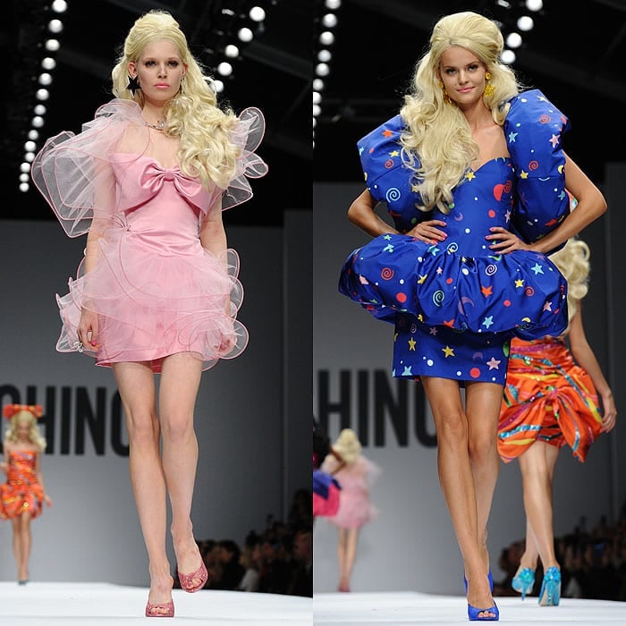 Barbie-inspired looks from the Moschino spring 2015 fashion show presented during Milan Fashion Week Spring/Summer 2015 in Milan, Italy, on September 18, 2014
