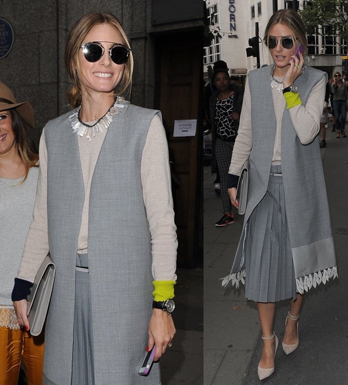Olivia Palermo goes extra conservative for the spring 2015 J.W. Anderson show