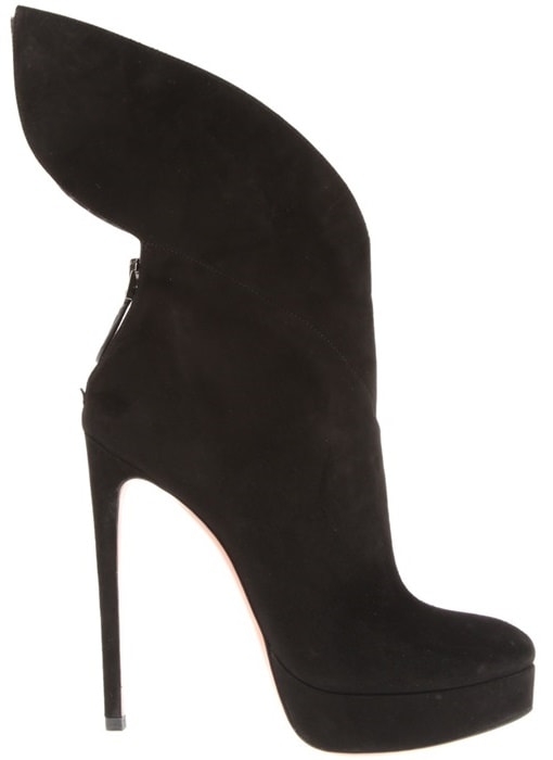 Alaïa Black Blow Boots in Soft Suede with Graphic Ankle Panels
