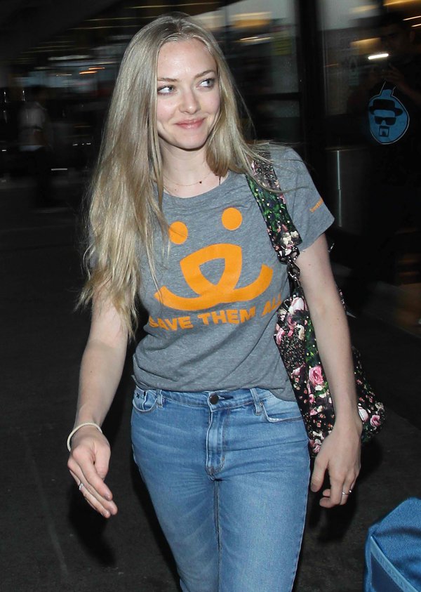 Amanda Seyfried Wears a Shirt That Could Have Been the Uniform for a Philanthropic Organization