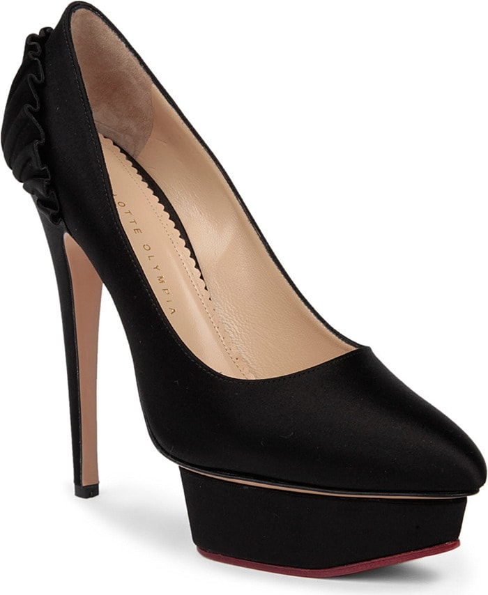 Charlotte Olympia “Paloma” Pumps in Black Satin