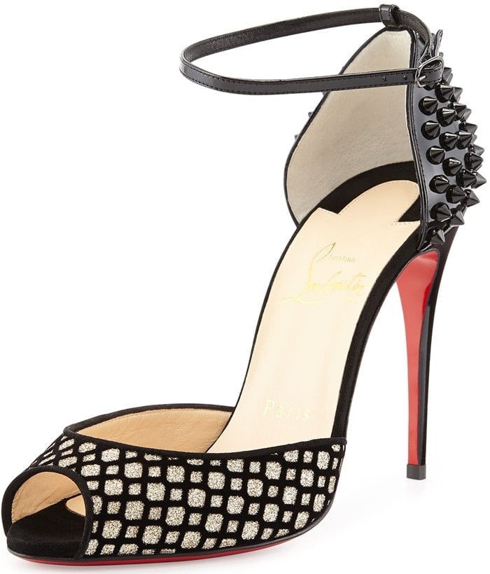 Christian Louboutin "Pina" Spike Flocked Red-Sole Sandals