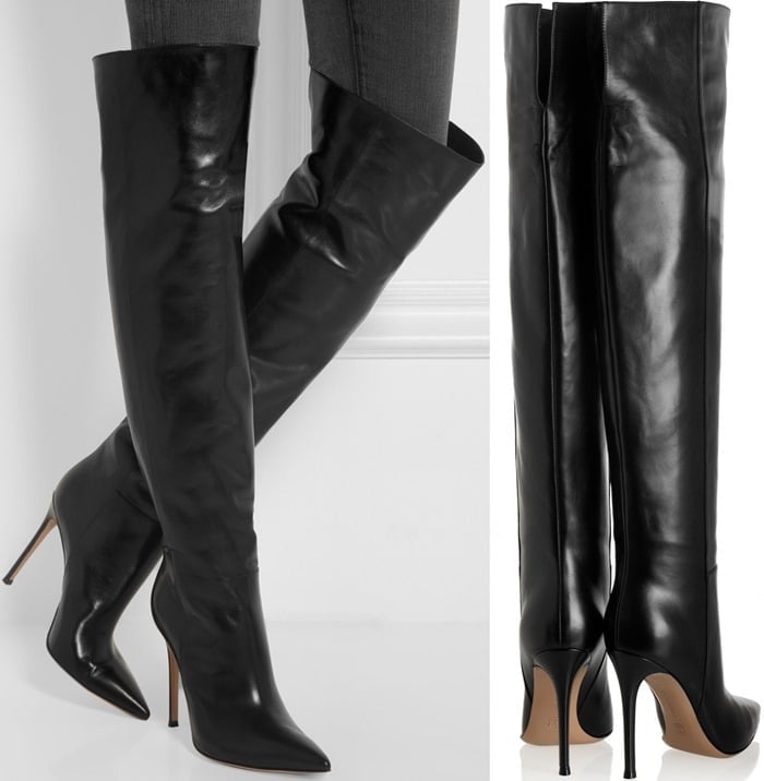 Gianvito Rossi Black Leather Knee Boots