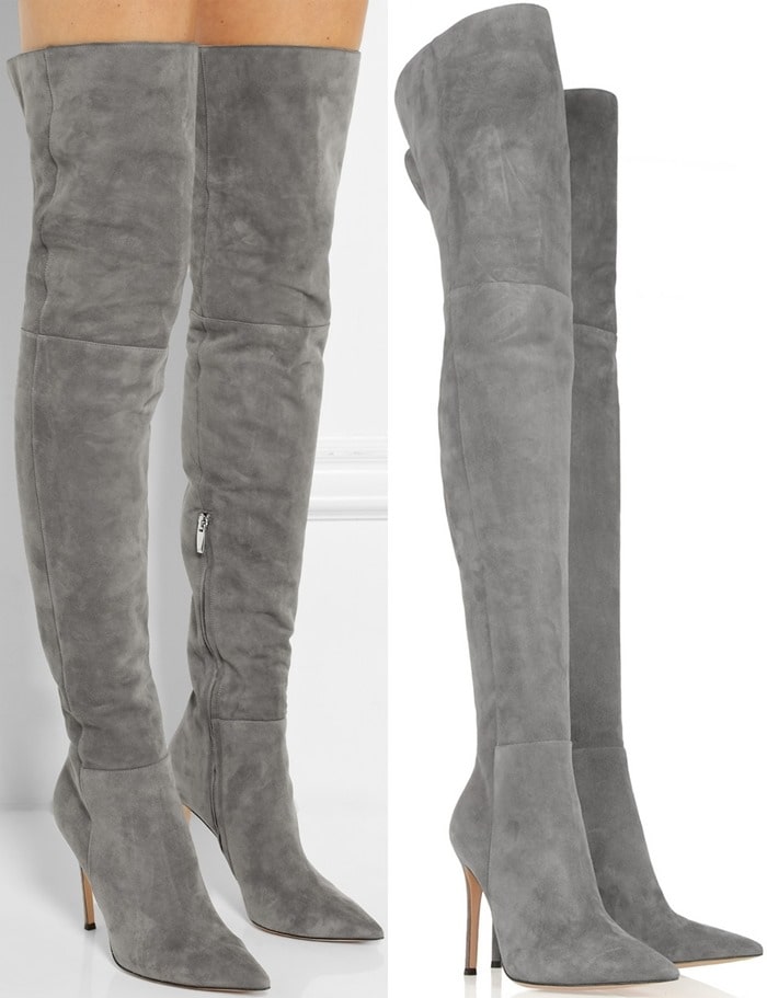 Gianvito Rossi Gray Suede Over-the-knee Boots