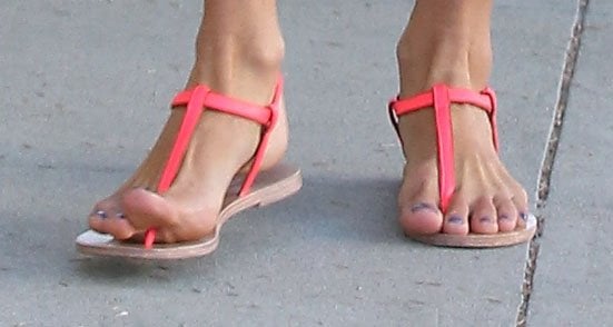 Alessandra Ambrosio showing off her feet in sandals