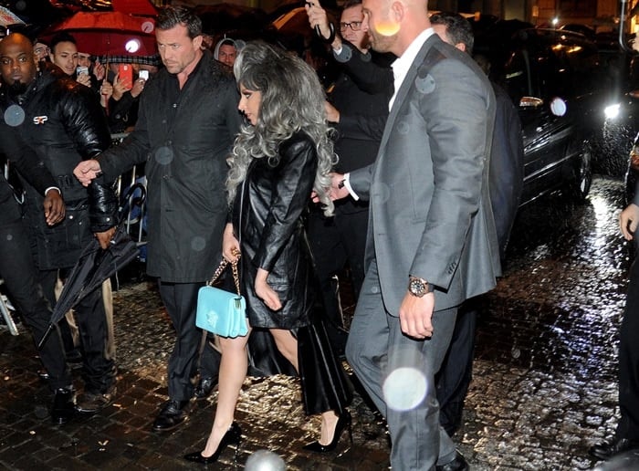 Lady Gaga departs the Park Hyatt Milan hotel to go to her concert