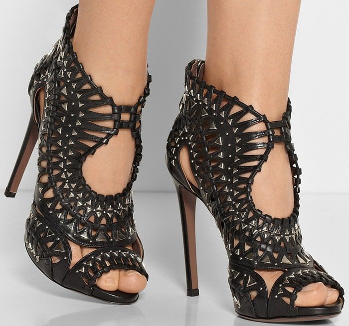 Alaia Studded cutout leather sandals