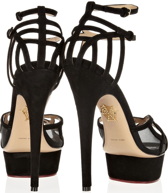 Charlotte Olympia Octavia suede and mesh platform sandals