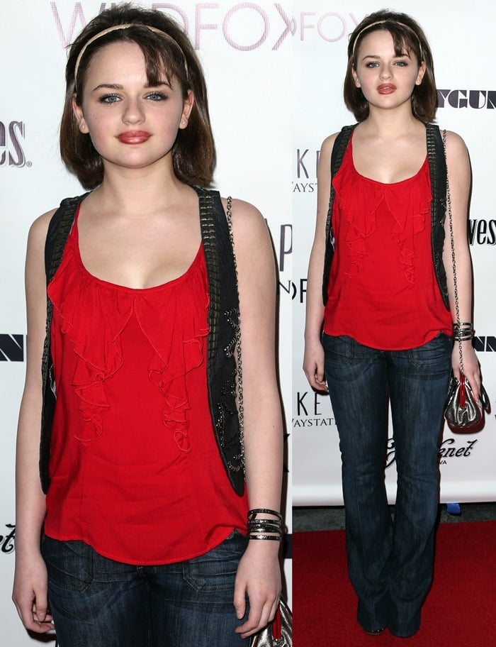 Joey King attended the same fundraiser in a pair of jeans styled with a sleeveless red top