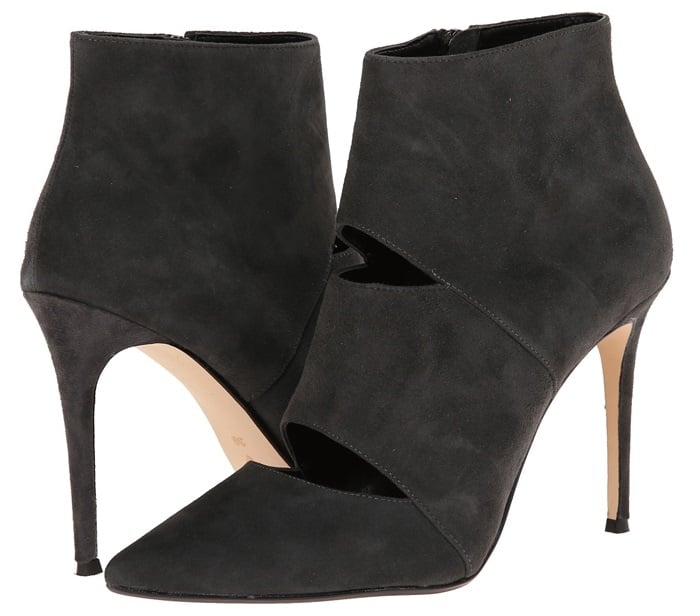 Dune London Cutout Booties in Gray Suede
